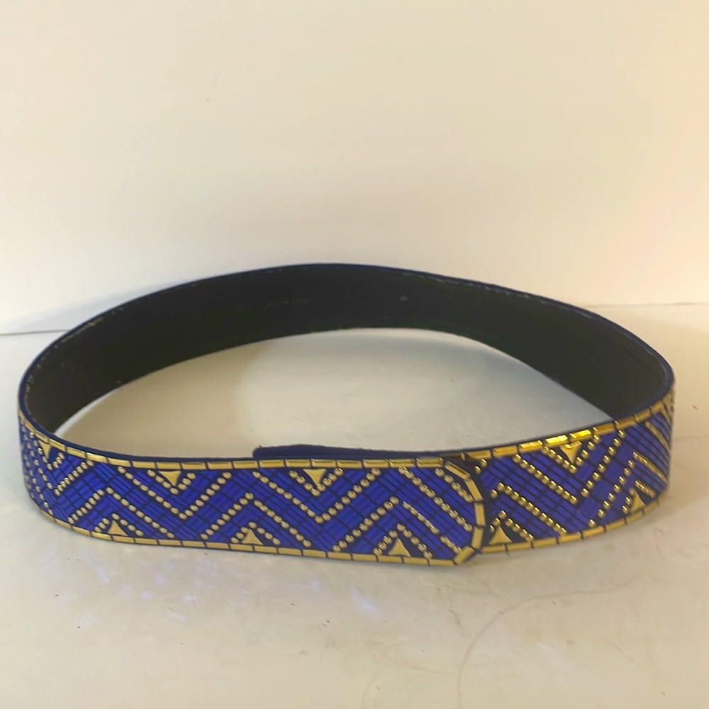 St John Royal Blue Pailettes belt. Sz 8